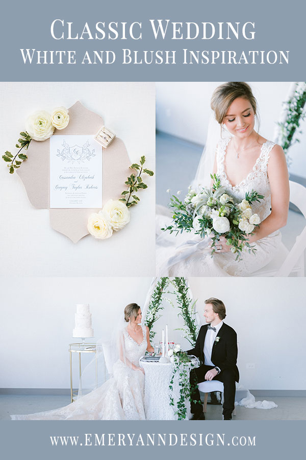 Classic Wedding featuring White and Blush Wedding Inspiration in Chicago at Gallery 1500